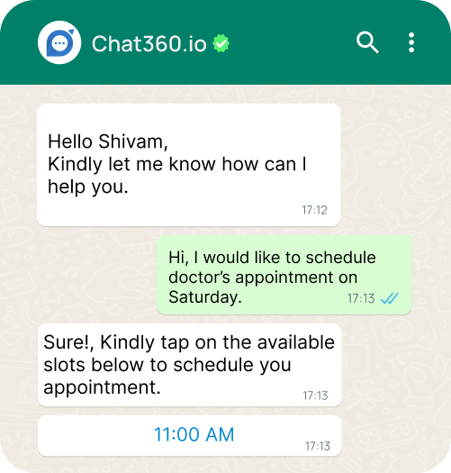 WhatsApp Chatbot assisting with doctor appointment scheduling